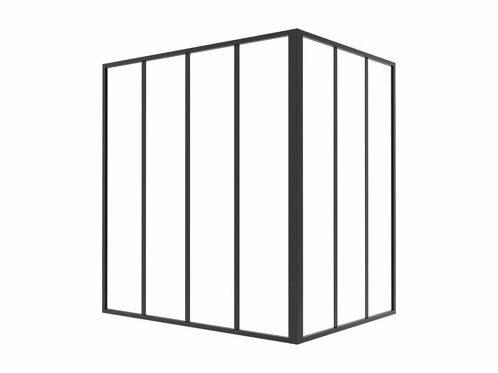 Vente-unique Corner Workshop Industrial Aluminium and Glass Glazed Partition in Black, W: 120 cm, D: 90 cm, H: 130 cm – 2