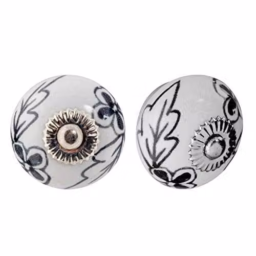 Nicola Spring Polished Ceramic Cabinet Knobs, Black and White, Pack of 6 – 1