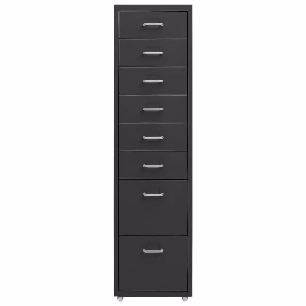 Berkfield Home Mobile File Cabinet in Anthracite and Black Metal, W/D/H: 28 x 41 x 109 cm – 2