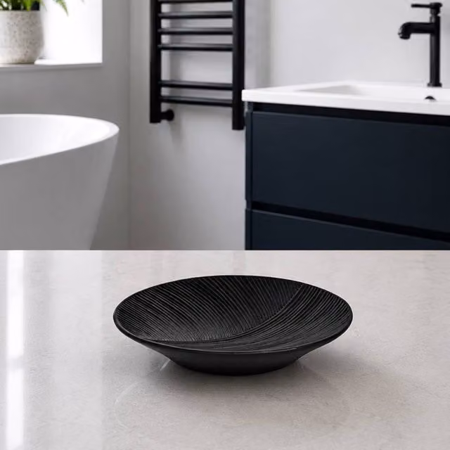 Showerdrape Ripple Textured Soap Dish in Black – 1