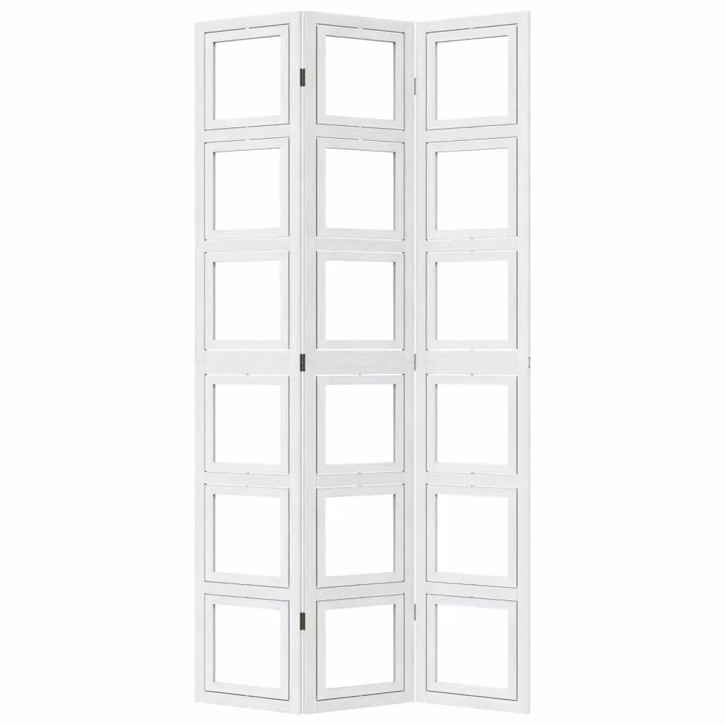 Berkfield Home 3 Panel White Solid Wood Paulownia Room Divider – 2
