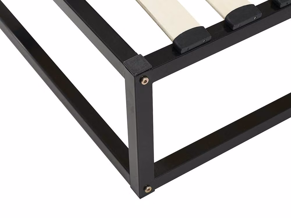 RAMMUS Vente-unique Metal and Wood Slatted Bed Base, Black, W/D/H: 160 x 200 cm – 3