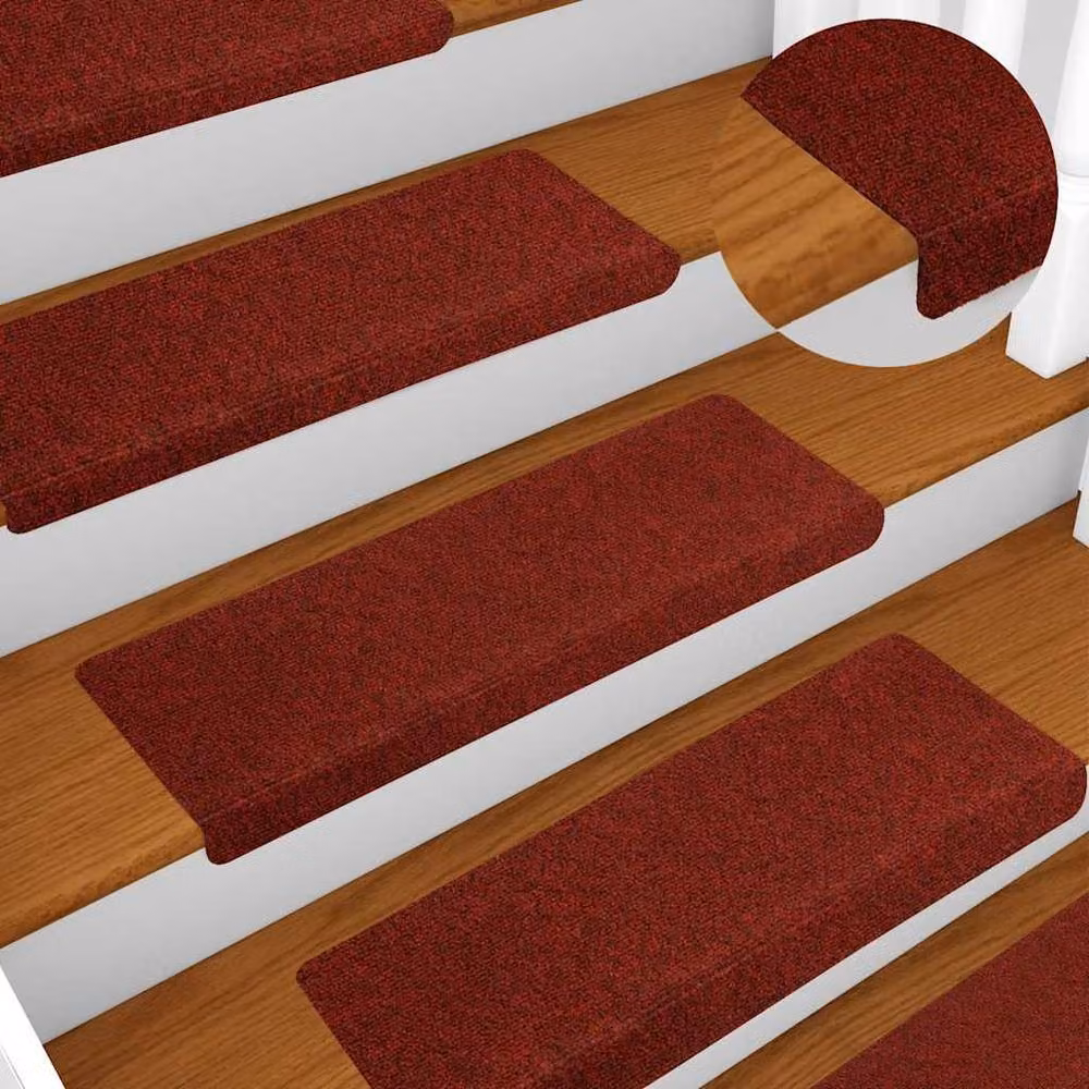 Berkfield Home Self-Adhesive Non-Slip Stair Mats, 10 Pack, Bordeaux Red, W: 65 cm, D: 21 cm, H: 4 cm – 3