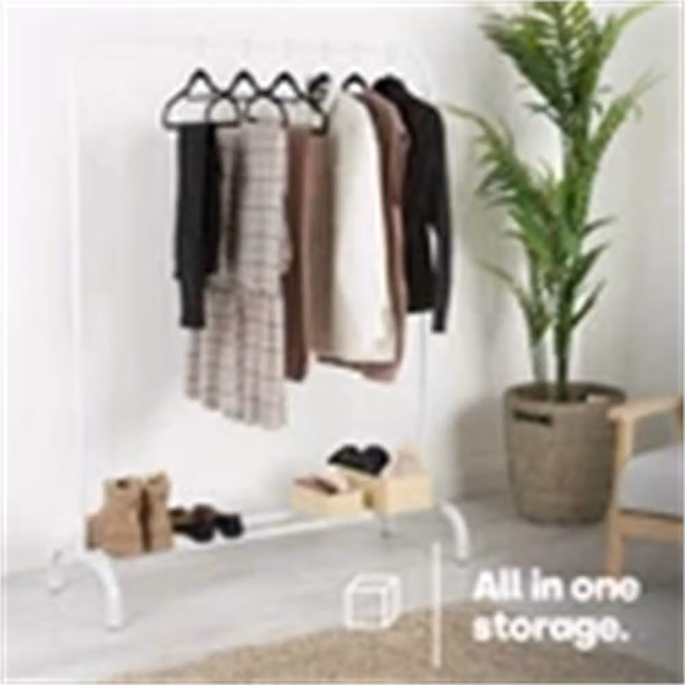 Nordara White Heavy Duty Double Clothes Rail Garment Hanging Rack, Width: 100 cm – 2