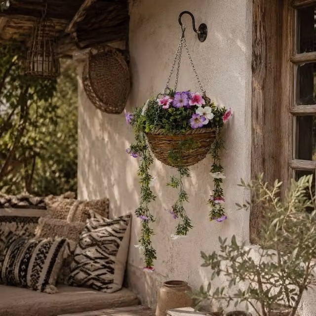 Wyld Haus Lileke Redo Set of 2 Artificial Azalea Hanging Planters in Pink, White and Purple