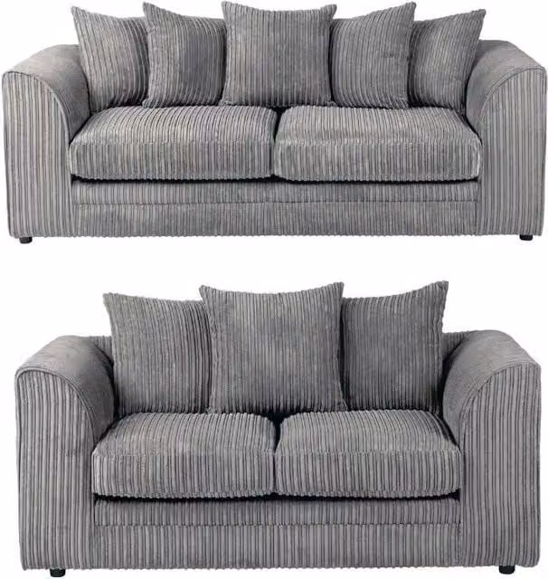 Sofa Scene Ltd Chicago Jumbo Cord 3+2 Sofa Set Suite in Grey – 1