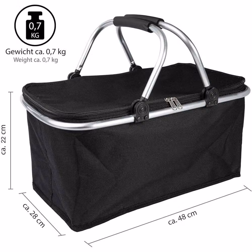SPETLEK Foldable Insulated Shopping and Picnic Basket in Black – 4