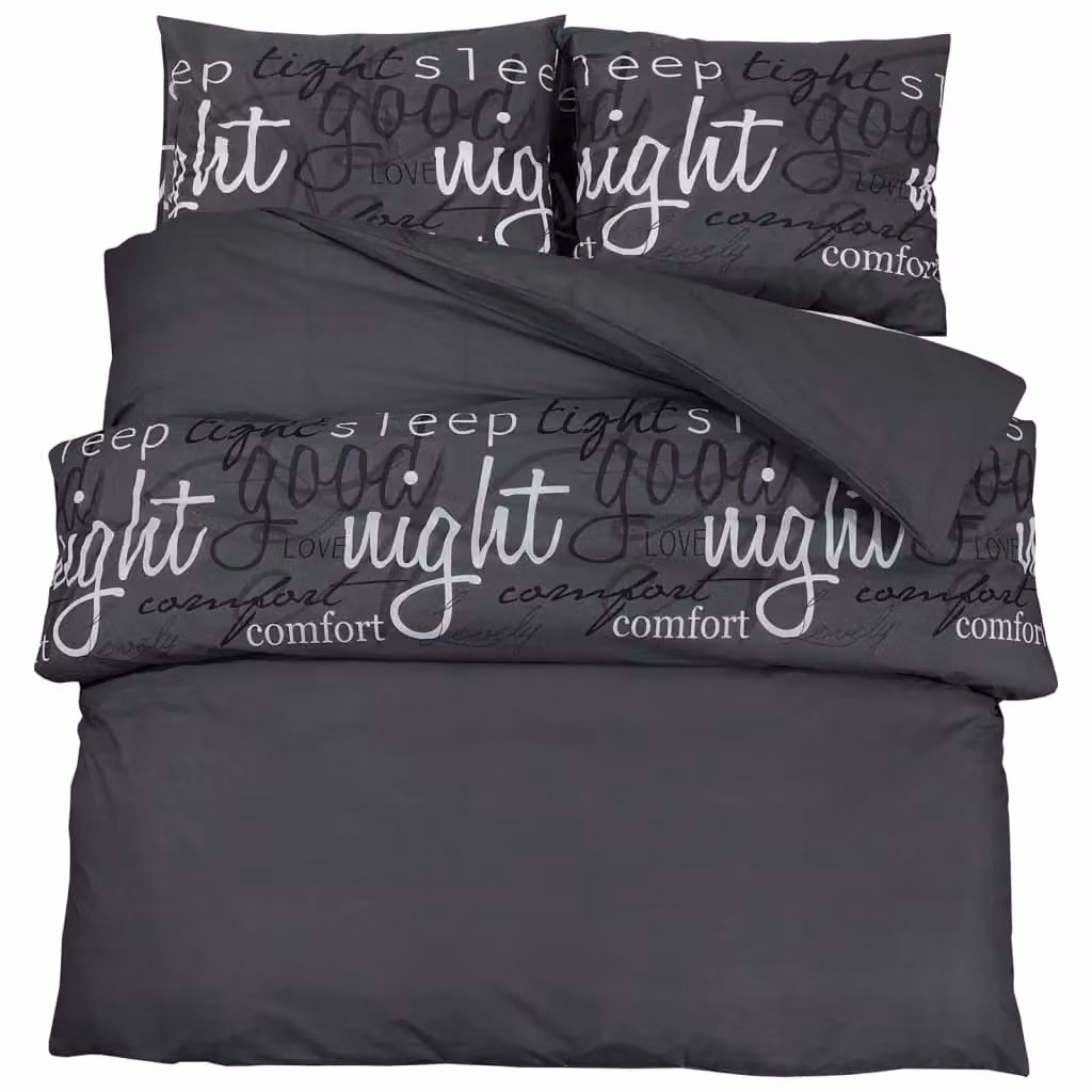 Berkfield Home Black Cotton Duvet Cover and Pillowcase Set, 200 x 200 cm – 2