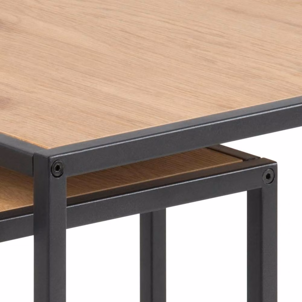 Wyld Haus El Paso Set of 2 Nesting Tables with Black Metal Frame and Natural MDF Laminate Tops – 5