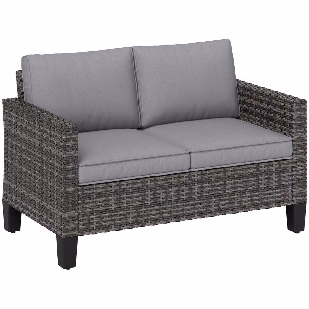 Wyld Haus Nolo 2 Seater Outdoor Sofa in Dark Grey with Light Grey Cushions – 2