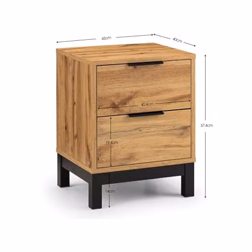 Julian Bowen Bali 2 Drawer Bedside Table in Oak – 2