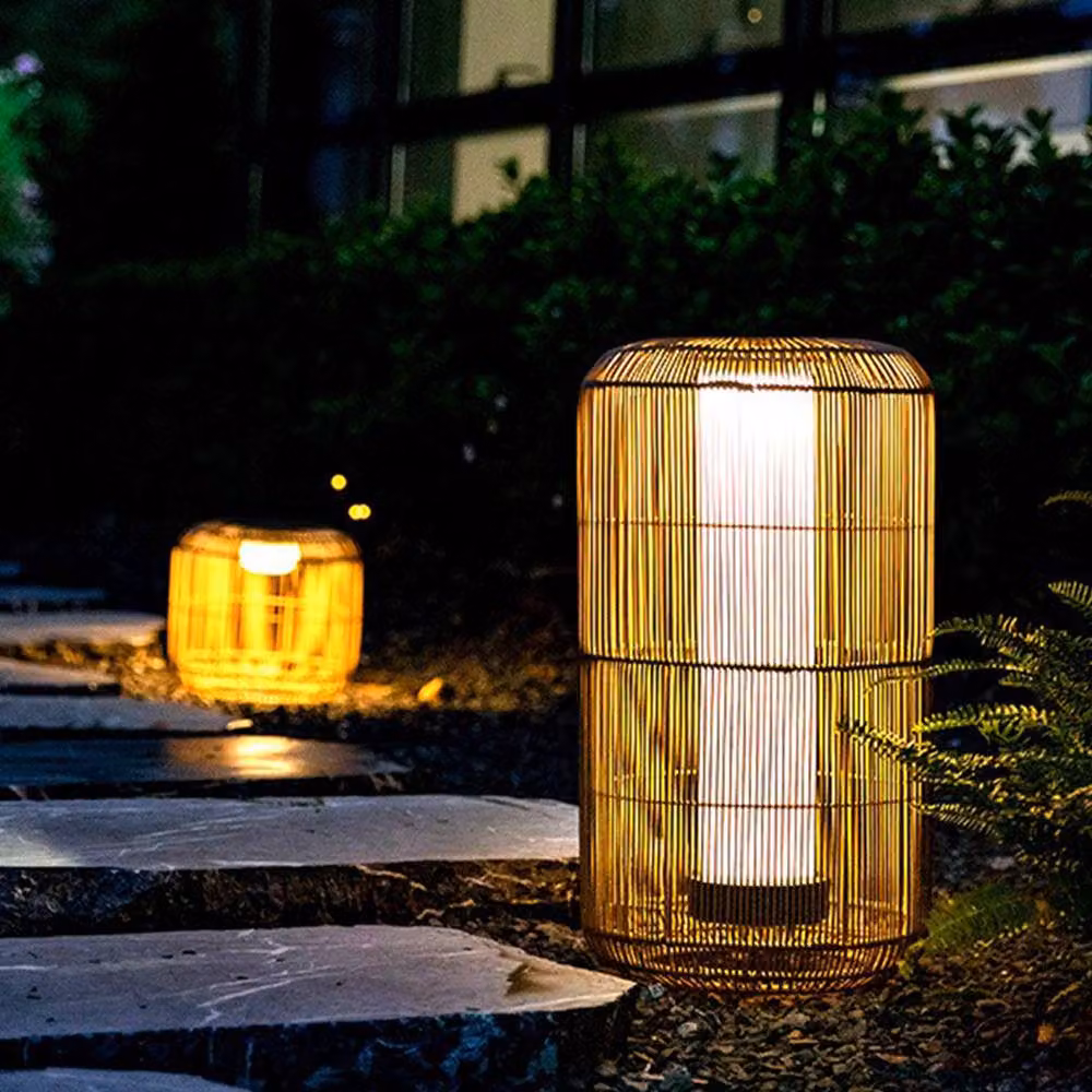 K LIVING Rao Large Rattan Solar Rechargeable LED Lantern in Brown – 2