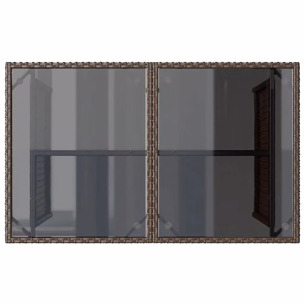 Berkfield Home Modern Brown Poly Rattan Garden Table with Glass Top, W/D/H: 110 x 68 x 70 cm – 4