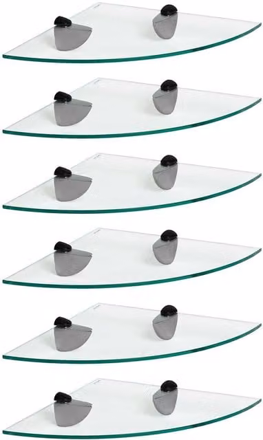 Harbour Housewares Black and Transparent Floating Glass Corner Shelf for Bathroom, W/D/H: 30 x 30 x 30 cm