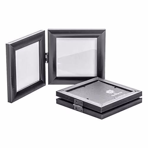 Nicola Spring Pack of 2 Modern Square Folding Tabletop Photo Frames in Black, Fits 10 x 10 cm – 1
