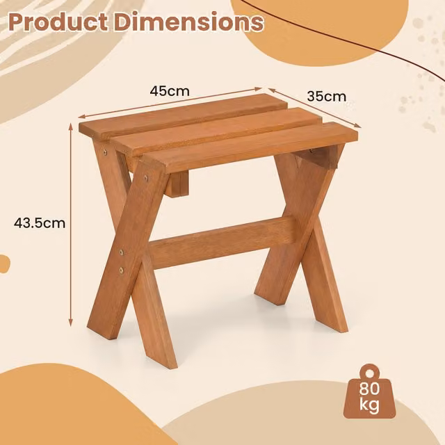 Costway Teak Wood Accent End Table in Orange and Brown