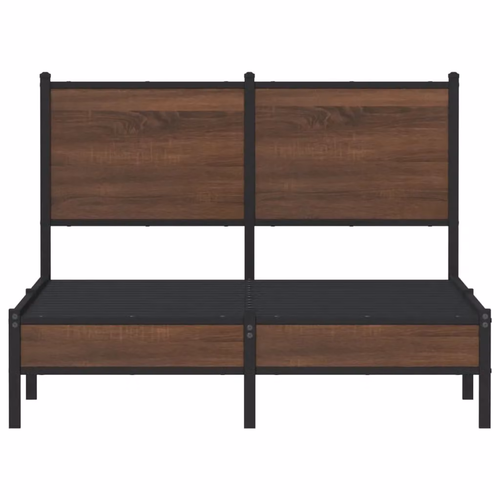 Berkfield Home Metal Bed Frame in Brown Oak, W/D/H: 120 x 200 cm – 3