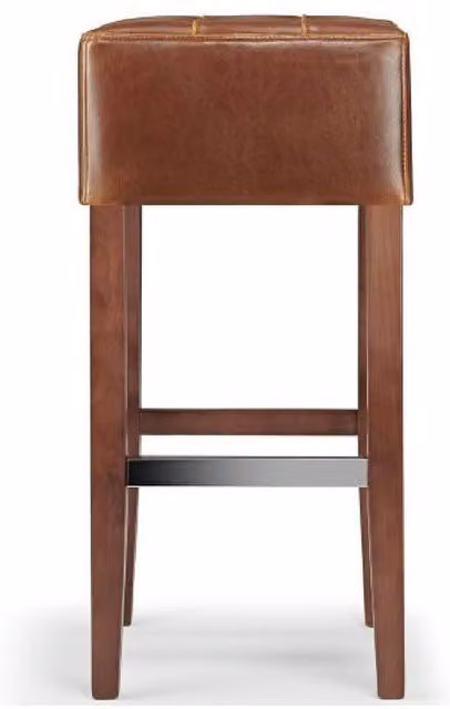 netfurniture Primo Walnut Wooden Bar Stool with Brown Bonded Leather Seat