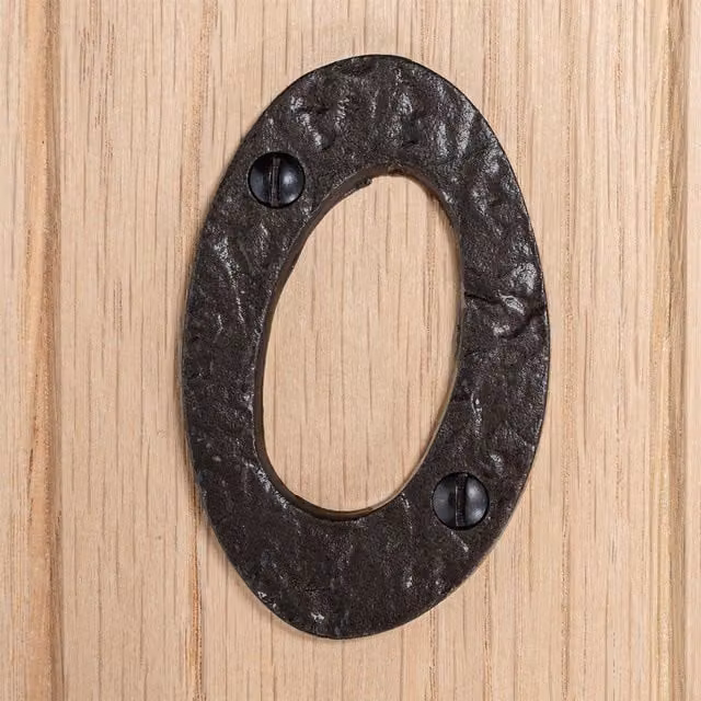 Hammer and Tongs Rustic Iron Number 0 Wall Numeral, Black, Pack of 2 – 1