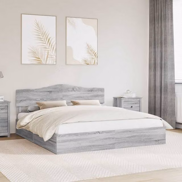 Berkfield Home Grey Sonoma Storage Bed with Drawers, W/D/H: 200 x 200 cm, Engineered Wood