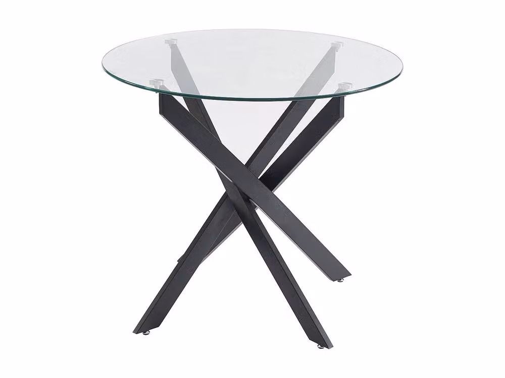 Vente-unique Modern Round Dining Table with Transparent Glass Top and Black Metal Base, Diameter: 90 cm, Height: 77 cm – 2