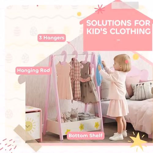 AIYAPLAY 2-Piece Kids Bedroom Set with House Frame Bed and Wardrobe, Pink – 2