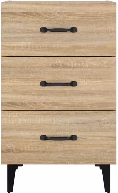 Berkfield Home Elegant Bedside Cabinet in Sonoma Oak and Beige, W/D/H: 40 x 40 x 66 cm