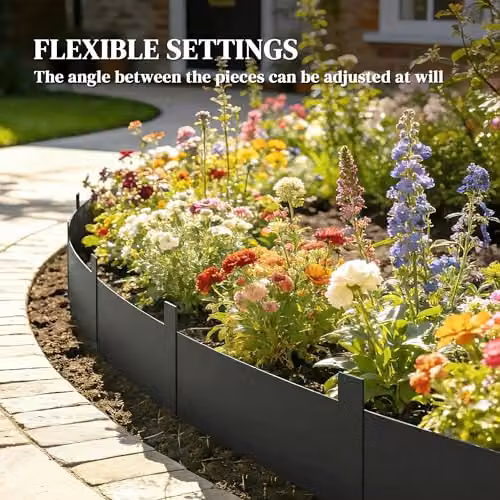 Outsunny 5-Piece Metal Picket Garden Fence Panels, Black, W: 102 cm, H: 20 cm – 4