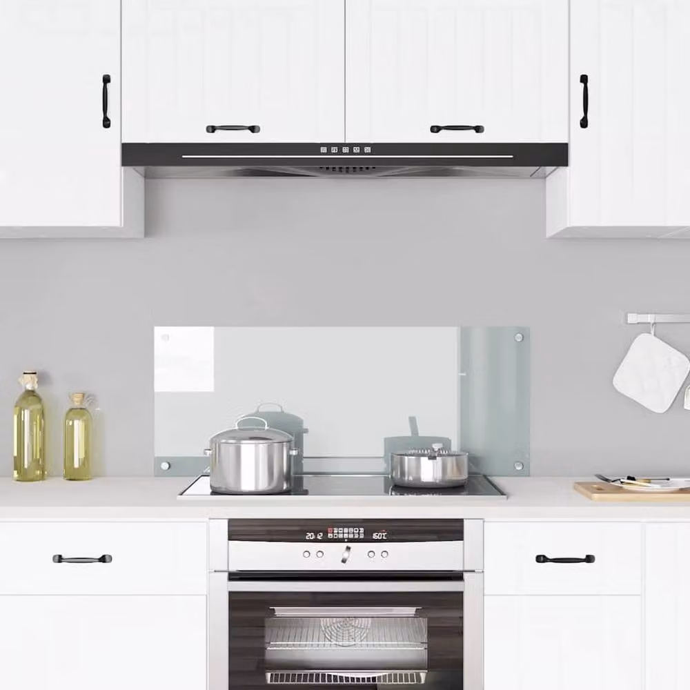 Berkfield Home Transparent Tempered Glass Kitchen Backsplash, W: 100 cm, H: 40 cm, D: 0.6 cm – 2