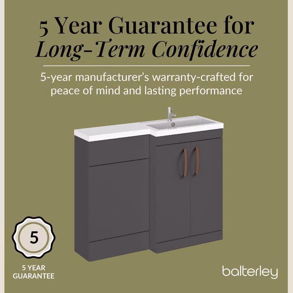 Balterley Gloss Grey Right-Hand Vanity and WC Unit Combination, W: 110 cm, H: 84 cm – 5