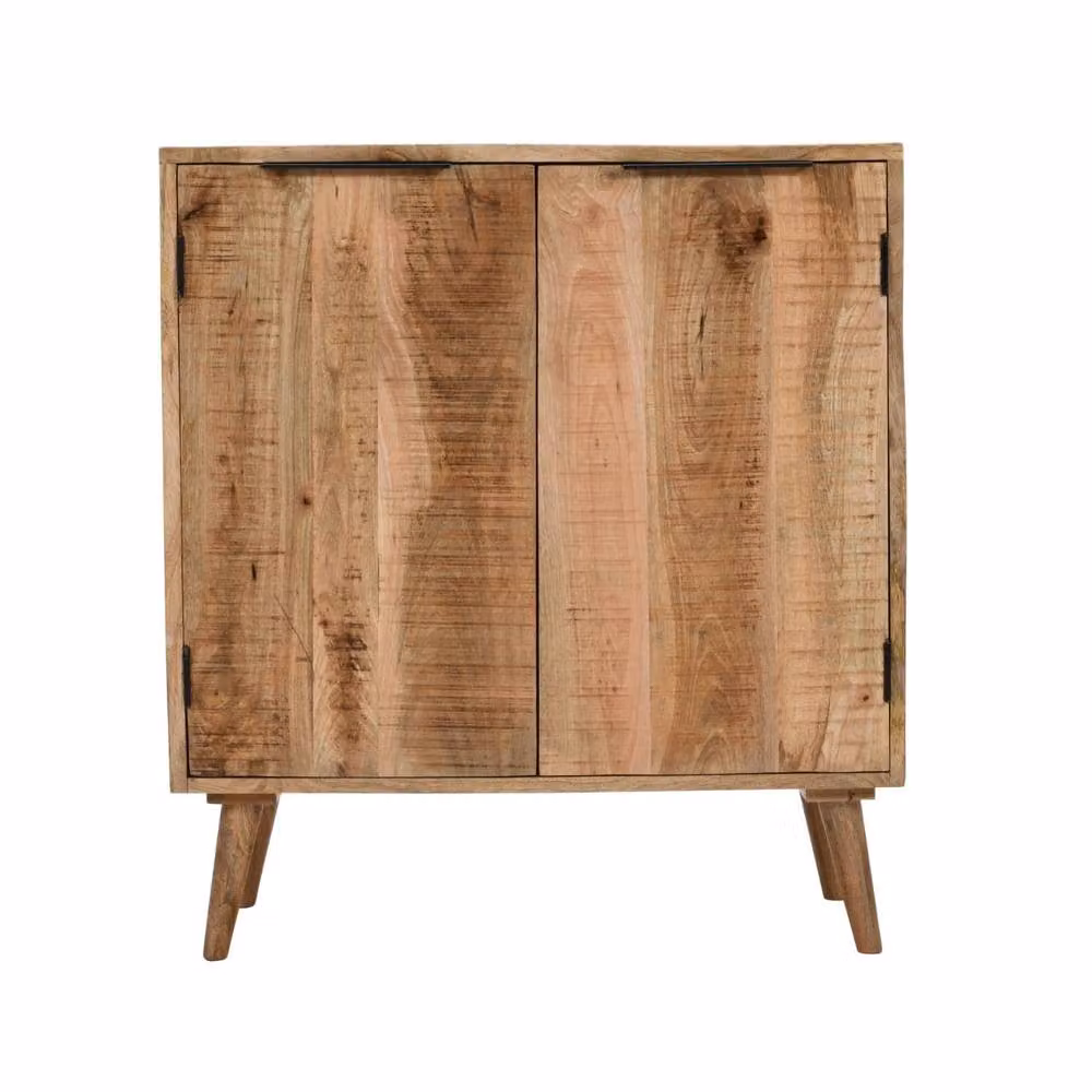 Wyld Haus California Mid-Century Solid Mango Wood Drinks Cabinet with 2 Doors in Brown, W/D/H: 80.0 x 40.0 x 90.0 cm – 2