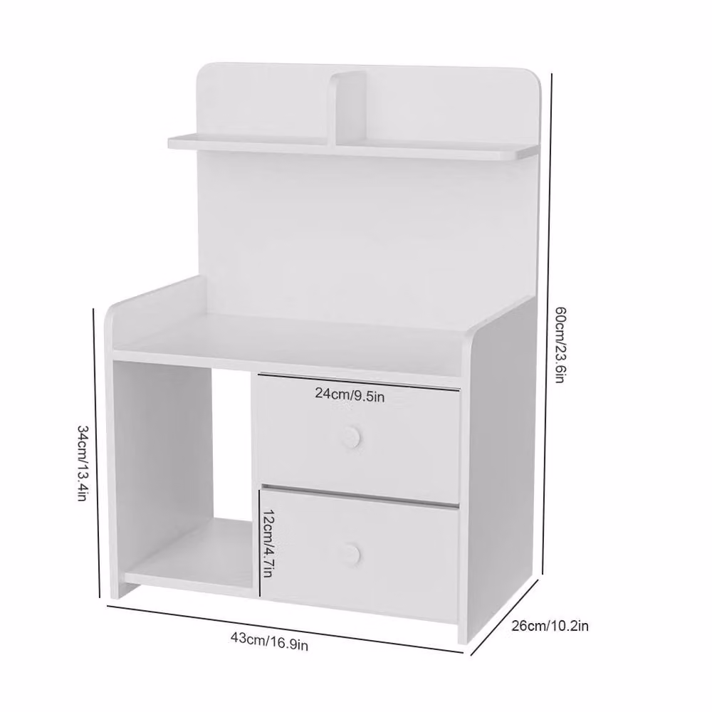 FLAVORA Modern White Bedside Table with Drawers – 2
