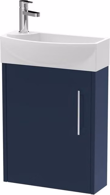 Balterley Winshill Right-Hand 1 Door Cloakroom Vanity Basin Unit, Blue, W: 44.0 cm, H: 65.9 cm – 1