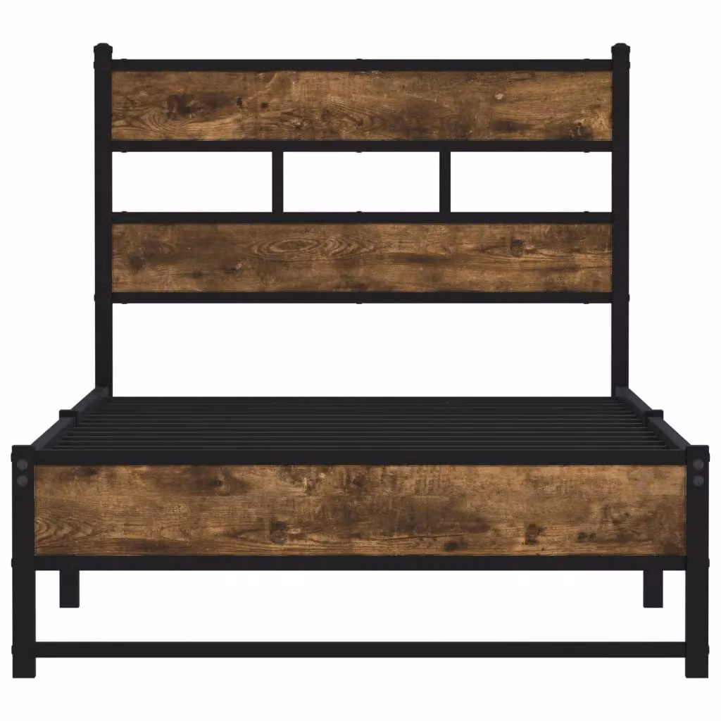 Berkfield Home Metal Bed Frame in Smoked Oak Brown, Small Single, W: 75 cm, L: 190 cm – 3