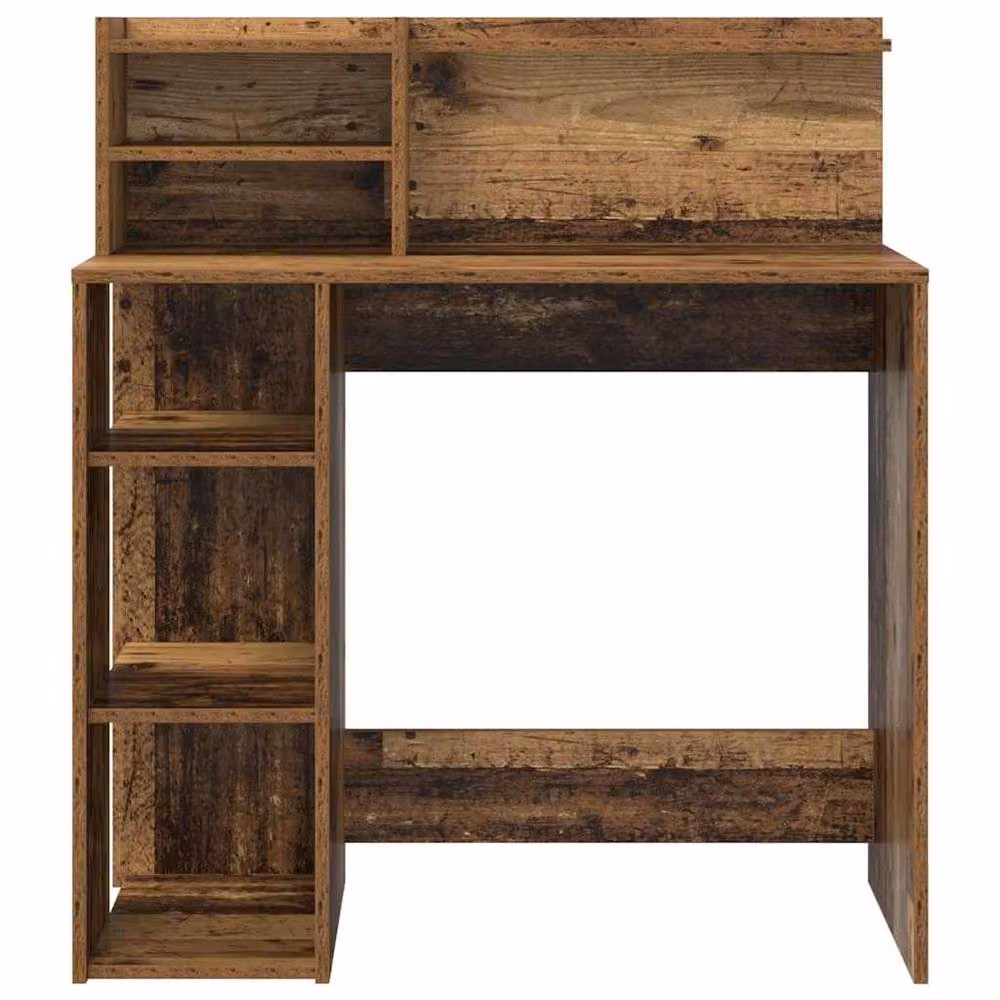 Berkfield Modern Writing Desk with Storage in Old Wood, W/D/H: 90 x 48 x 101.5 cm – 4