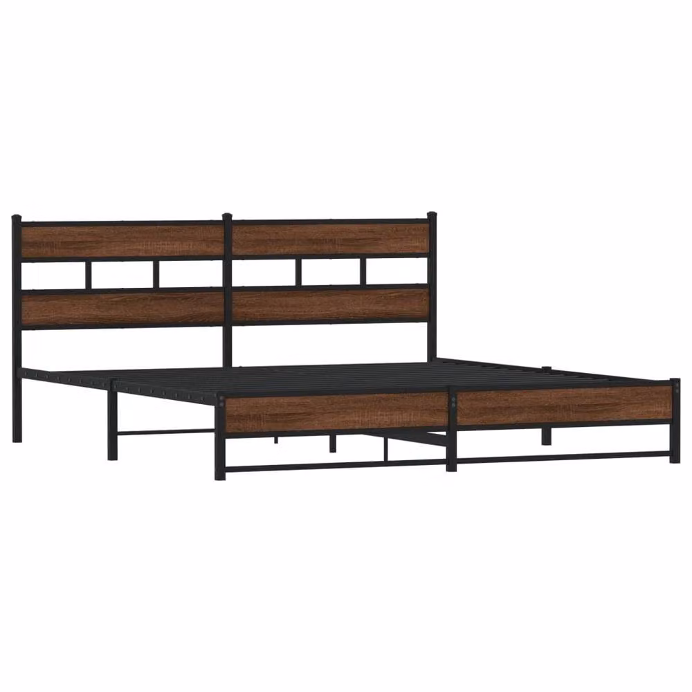 Berkfield Home Metal Bed Frame in Brown Oak, Super King, W/D/H: 180 x 200 cm – 3