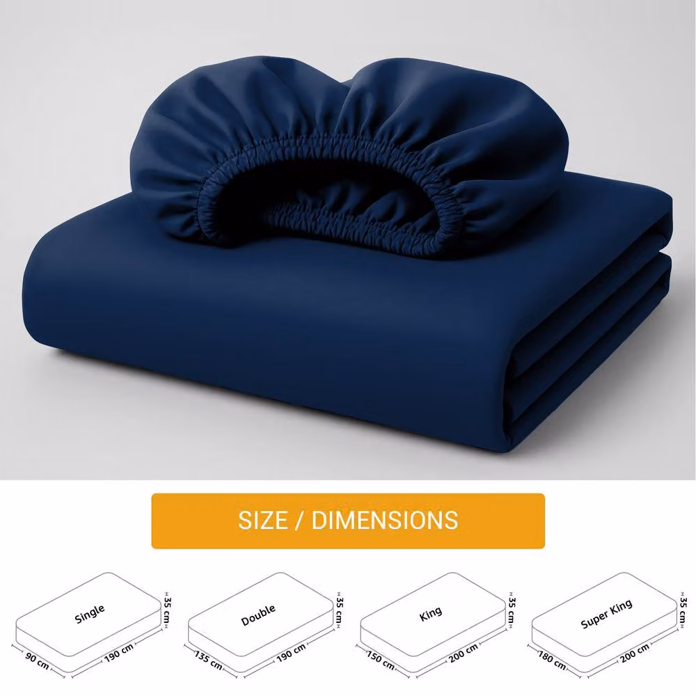 Pamposh Blue Cotton Mako Satin Extra Deep Fitted Sheet, W/D/H: 140 x 200 x 35 cm – 7