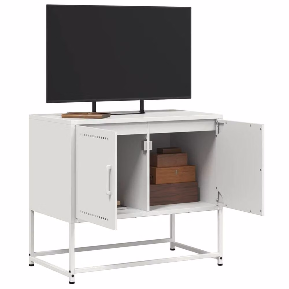 Berkfield Home Industrial White Metal TV Cabinet W: 68.5 cm, D: 39 cm, H: 60.5 cm – 3