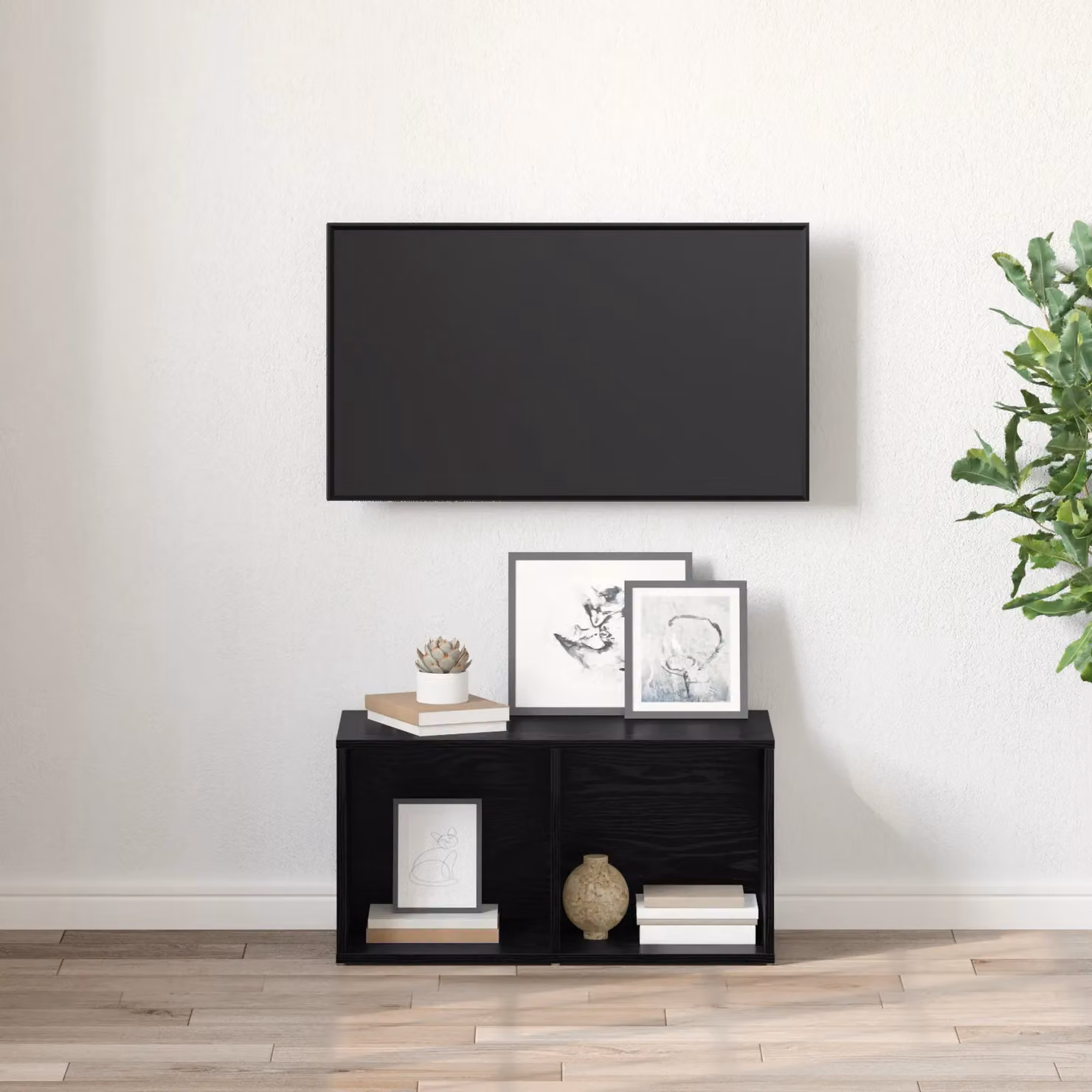 Berkfield Home TV Cabinet with Storage in Black Oak Engineered Wood – 2