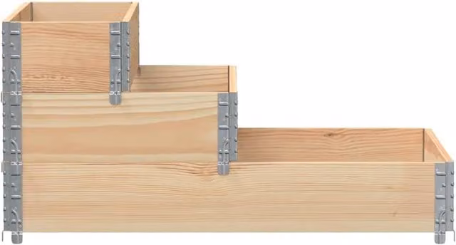 Berkfield Home Stable 3-Tier Raised Bed in Light Brown Solid Wood and Galvanised Steel, W: 120 cm, D: 80 cm, H: 60.5 cm