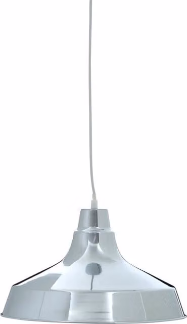 Interiors by Premier Modern Chrome Metal Cylinder Pendant Light in Silver and White