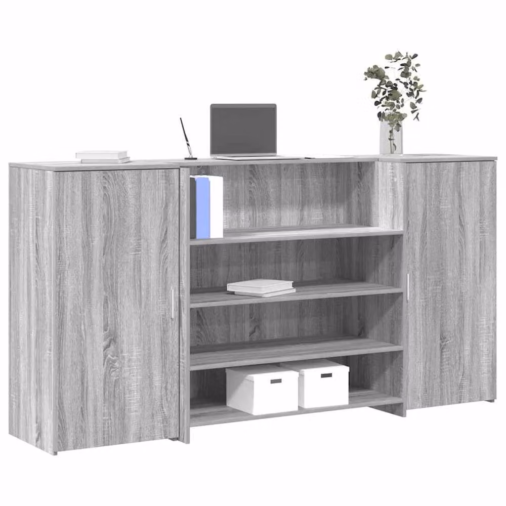 Berkfield Home Grey Sonoma Reception Desk, W: 200 cm, D: 50 cm, H: 103.5 cm – 2