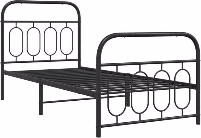 Berkfield Home Metal Bed Frame with Footboard, Black, W/D/H: 80 x 200 cm