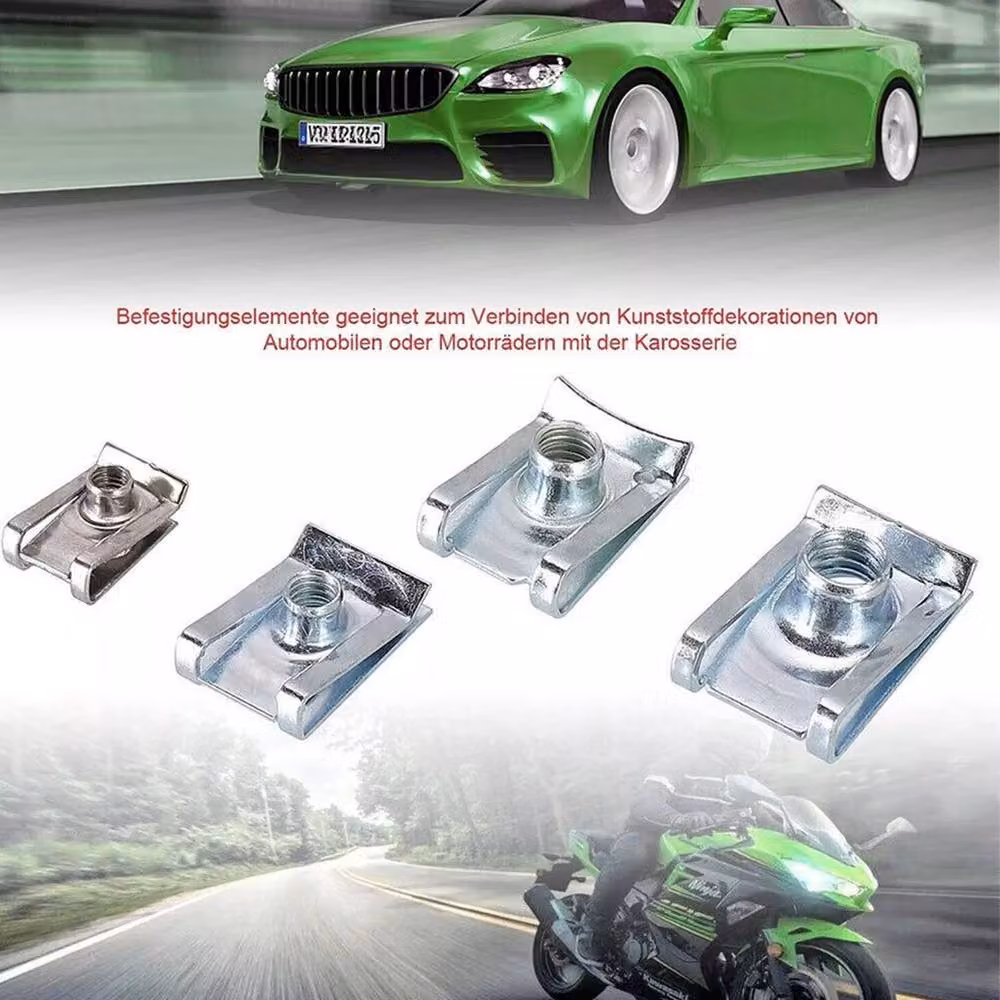 Kelvenix U Nut Spring Nuts M4 M5 M6 M8 Fairing Panel Spire Clamps in Silver – 2