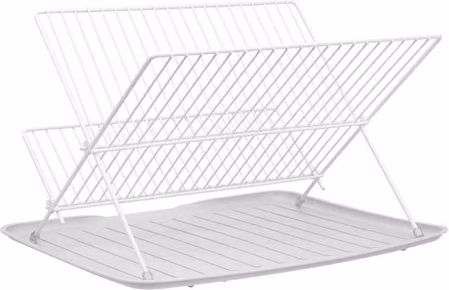 FORGEVIO 2-Tier Foldable Dish Drying Rack in White