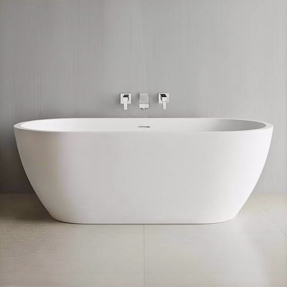 Balterley San Marlo Oval Freestanding Acrylic Bath in White W/D/H: 222 x 75 x 49 cm – 2