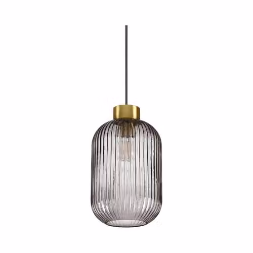 Ideal Lux Mint-1 Modern Indoor Glass Dome Pendant Lamp with Smoked Transparent Glass and Brass Finish, E27