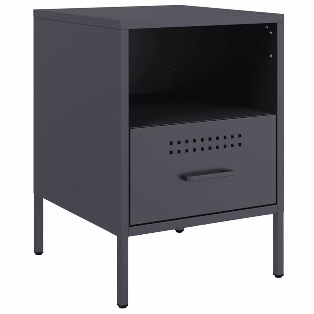Berkfield Home Sturdy Metal Bedside Cabinets, 2 Pack, Anthracite Grey, W/D/H: 39 x 39 x 50.5 cm – 3