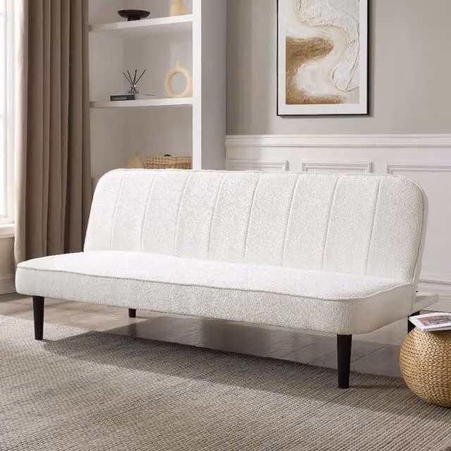 Begonia White Boucle Click-Clack Sofa Bed