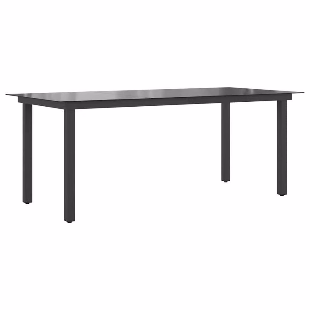 Berkfield Home Black Rectangular Garden Table with Glass Top and Powder Coated Aluminium Frame, W/D/H: 190 x 90 x 74 cm – 2